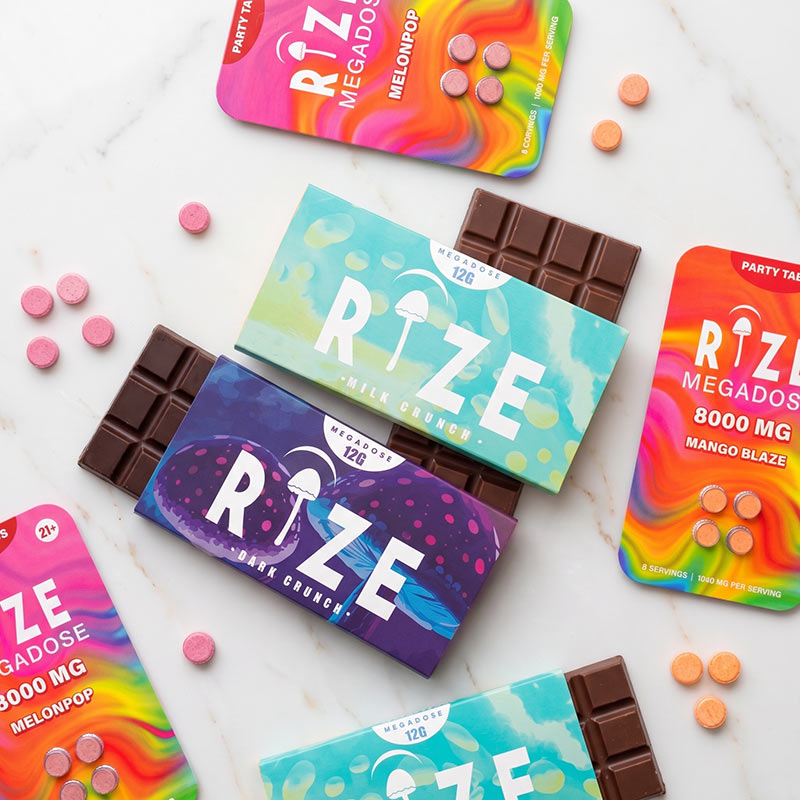 Rize Mushroom Chocolate Bars & Party Tabs