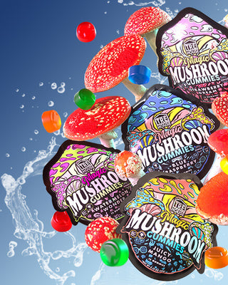 Assortment of Tre House magic mushroom gummies offering a taste and mind journey, infused with nature's wonders