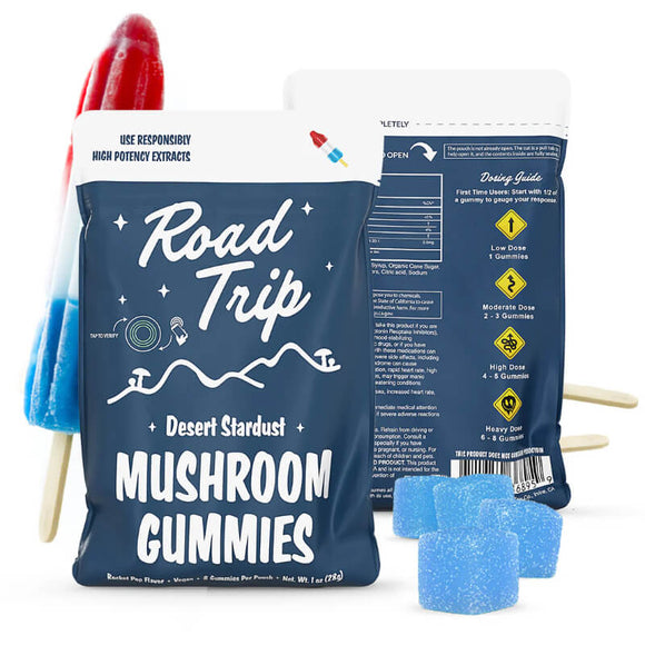 Road Trip Rocket Pop mushroom gummies pack