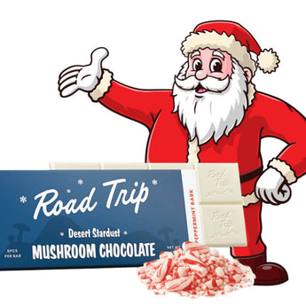 Road Trip Mushroom Chocolate Bar - Peppermint Bark.