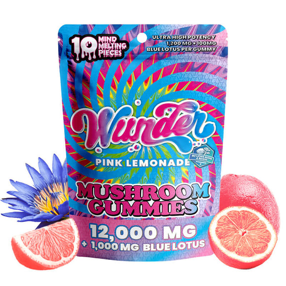Wunder Mushroom Gummies Pink Lemonade with Blue Lotus bag