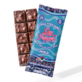 Day Tripper Chocolate Crunch Mushroom Bar with crispy rice and milk chocolate texture.