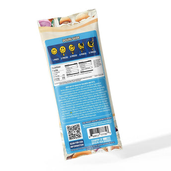Day Tripper Cookies & Cream Mushroom Chocolate Bar back of package with nutrition facts, ingredients and dosing guide. 