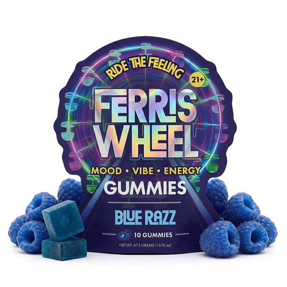 Ferris Wheel Blue Razz Kanna Gummies pouch, 10 count