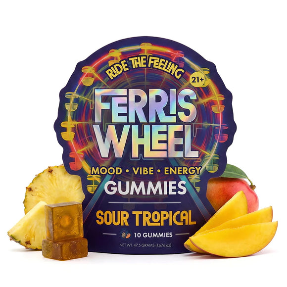 Ferris Wheel Sour Tropical Kanna Gummies pouch, 10 count