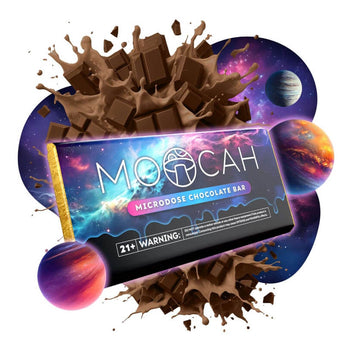 A product picture for Moocah nootropic mushroom blend chocolate bar. 