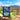 A pouch of Road Trip Mushroom Gummies in Green Apple flavor is displayed on a rock with green apple gummies. The background is a blurred outdoor desert landscape under a blue sky.