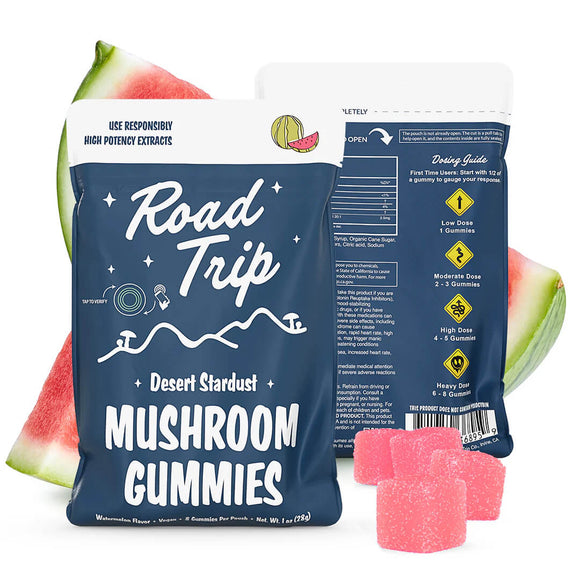 Road Trip Watermelon mushroom gummies pack, 8 gummies per bag